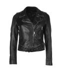 Cross Zipper Women Leather Bomber Jacket