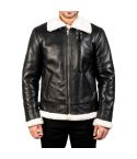 B-3 Black And White Leather Shearling Jacket