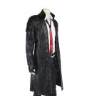 Battleground Black Leather Long Coat