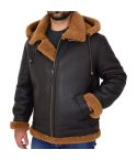 Edwardo Ginger Brown B3 Bomber Jacket With Hood