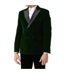 GREEN DOUBLE BREASTED VELVET SMOKING JACKET