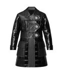 Mixed Stud Button Leather Coat