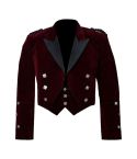 Scottish Red Velvet Prince Charlie Kilt Jacket With Vest