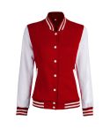 Women Red and White Varsity Jacket