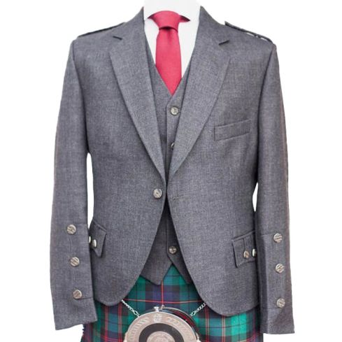 Argyle Kilt Jacket And Waistcoat Charcoal Grey
