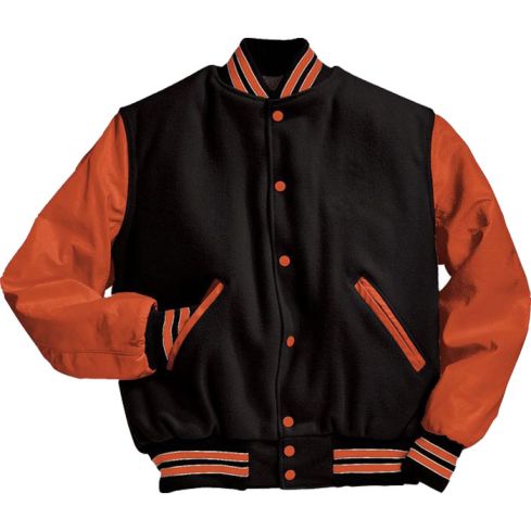 Black And Orange Varsity Jacket