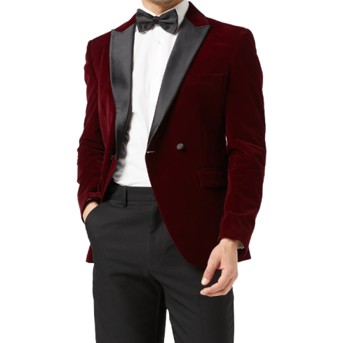 BURGUNDY SOFT VELVET SMOKING JACKET