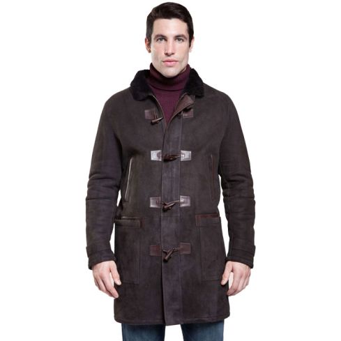Dark Brown Men Shearling Jacket