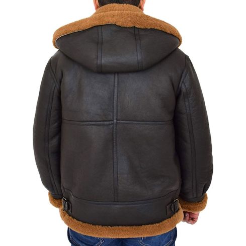 Edwardo Ginger Brown B3 Bomber Jacket With Hood