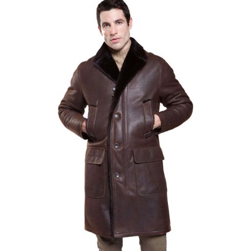 Furred Collar Leather Shearling Jacket