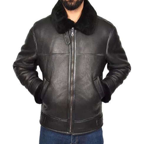Genuine Matte Black B3 Bomber Jacket