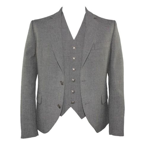 Gray Argyll Jacket With Waistcoat