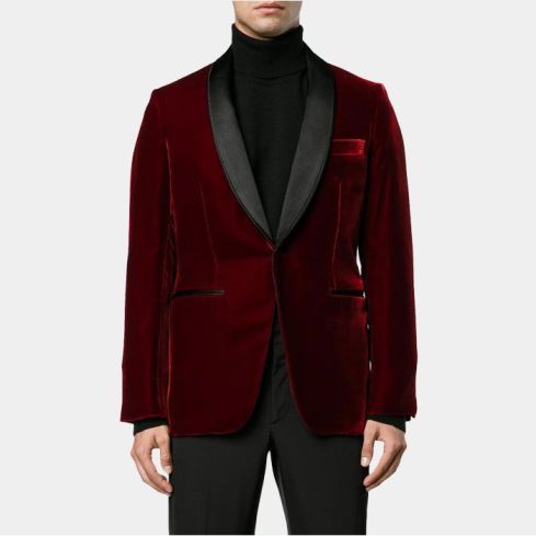 MENS BURGUNDY VELVET JACKET