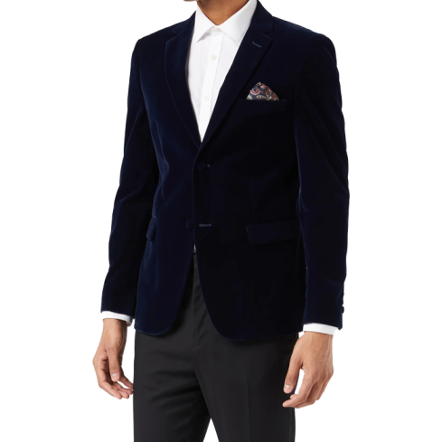 NAVY BLUE VELVET SMOKING JACKET