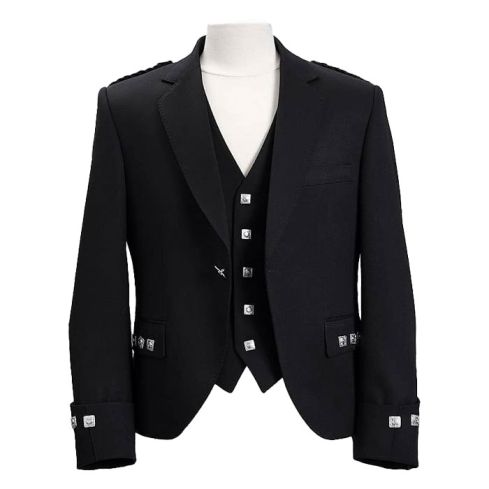 Traditional Black Argyll Jacket And Vest