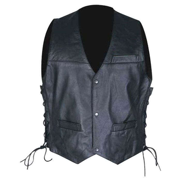 3 Button Leather Vest With Tassels