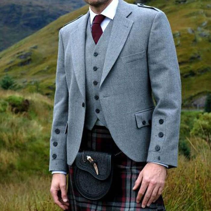 Argyll Kilt Jacket And Waistcoat Light Grey
