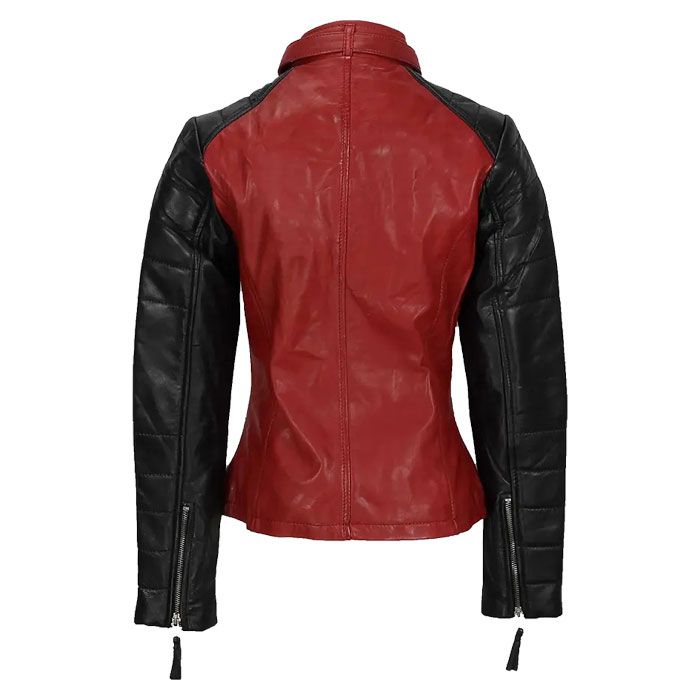 Women Black and Red Stylish Leather Jacket
