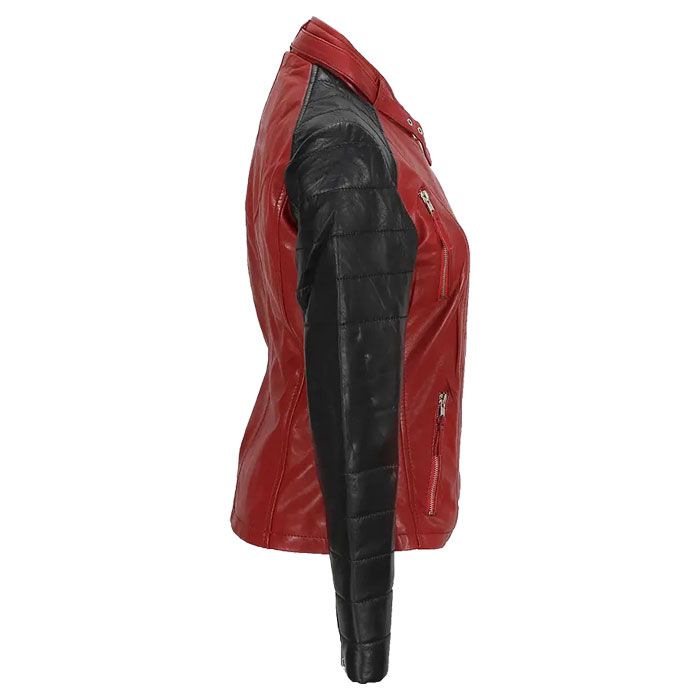 Women Black and Red Stylish Leather Jacket