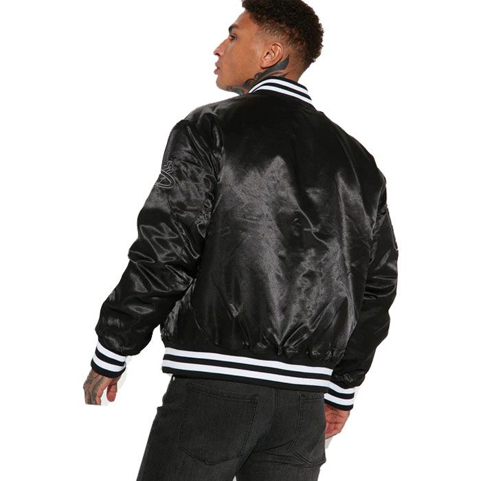 Black Satin Varsity Jacket