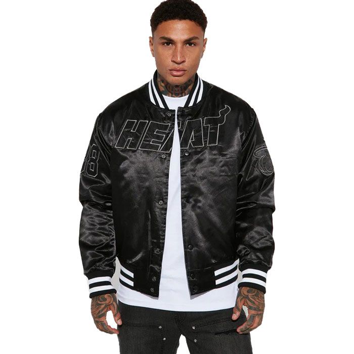 Black Satin Varsity Jacket