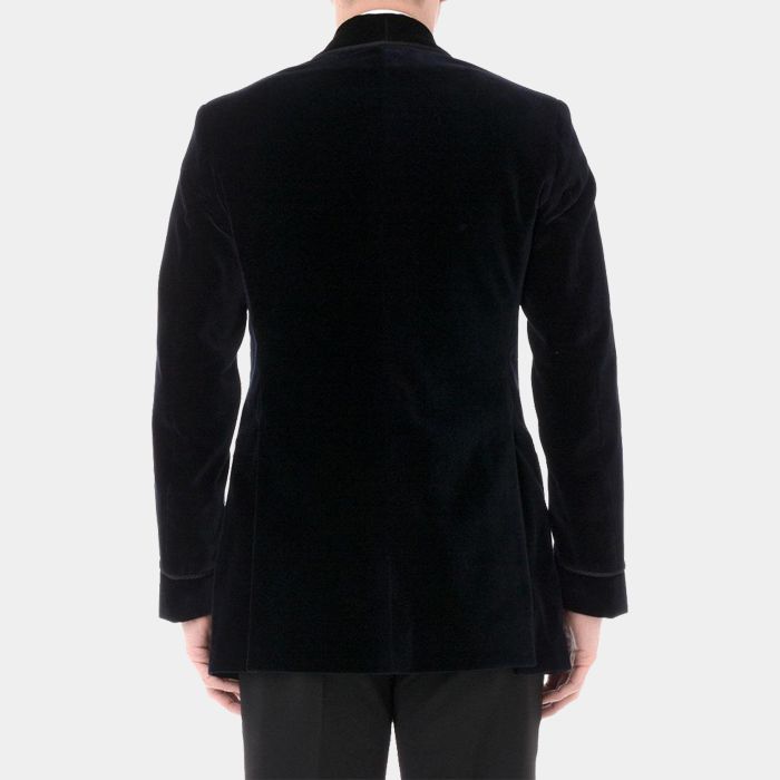 BLACK DOUBLE BREASTED VELVET SMOKING JACKET