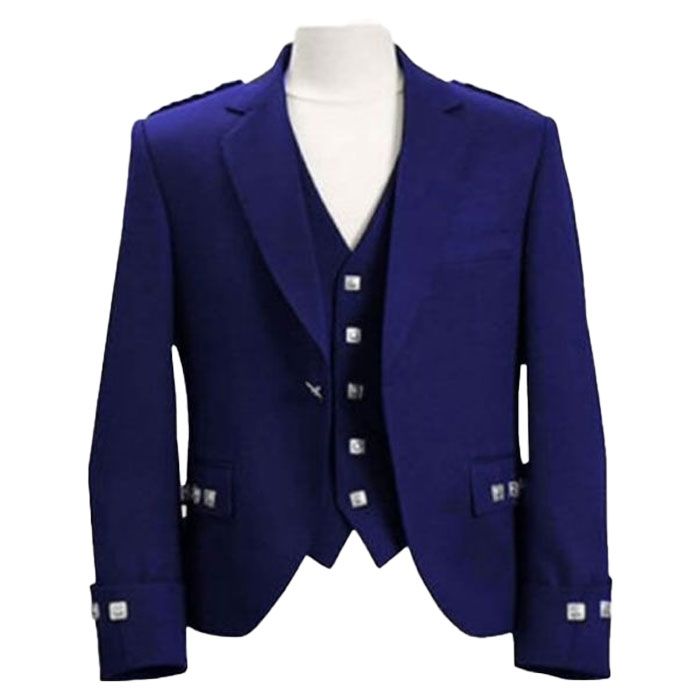 Blue Argyll Jacket And Vest Made To Measure