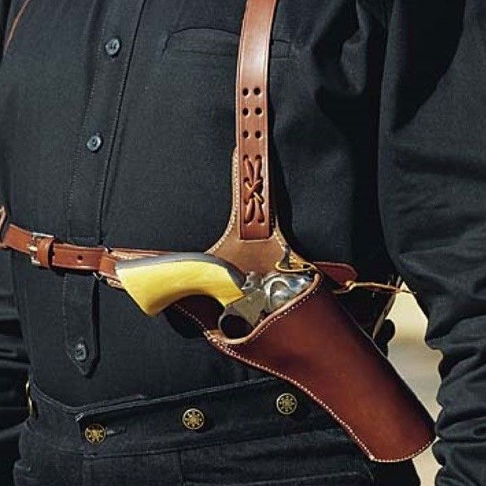 Brown Leather Shoulder Holster For Cow Boy And All Models