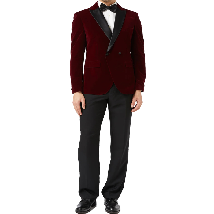 BURGUNDY SOFT VELVET SMOKING JACKET 