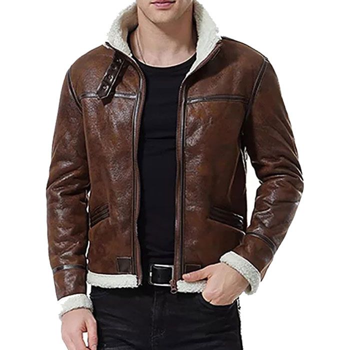 Christian Aviator Brown Leather Jacket