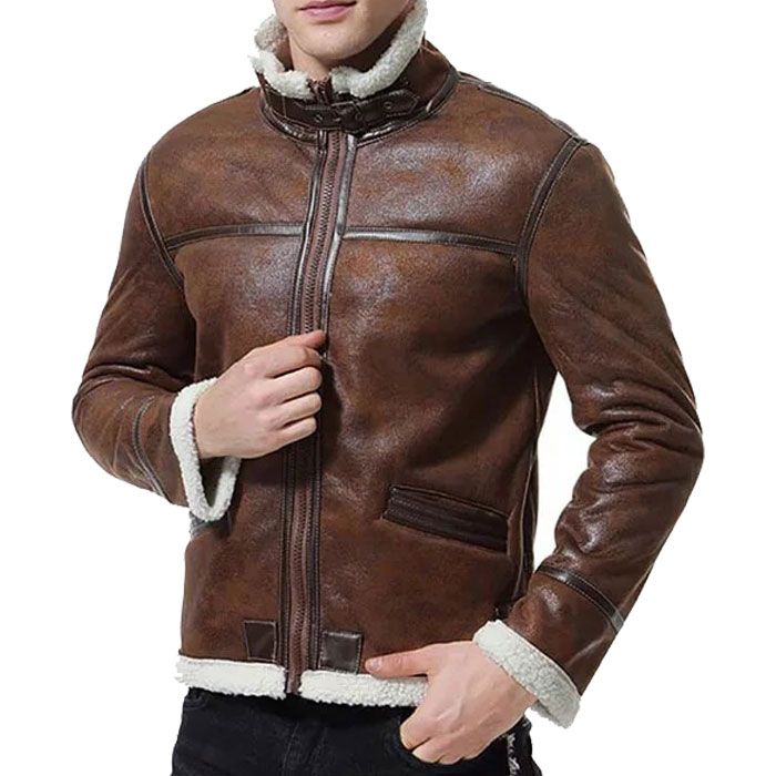 Christian Aviator Brown Leather Jacket