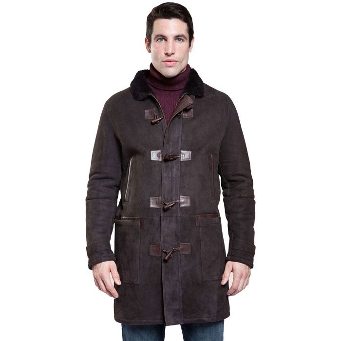 Dark Brown Men Shearling Jacket