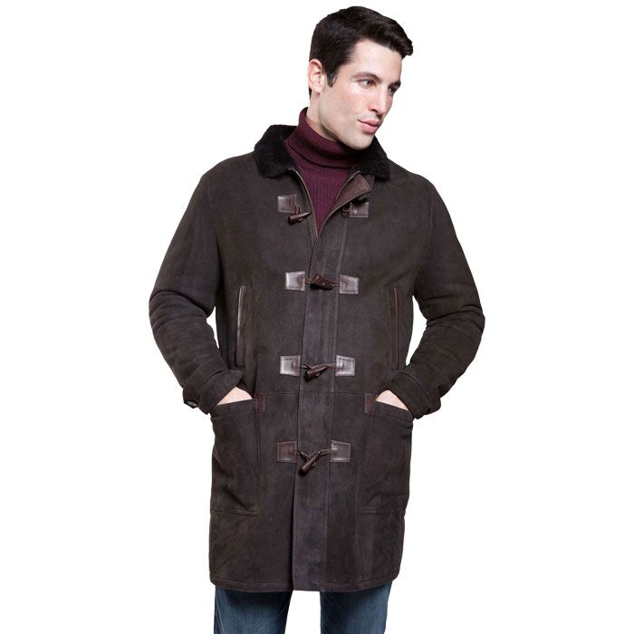Dark Brown Men Shearling Jacket