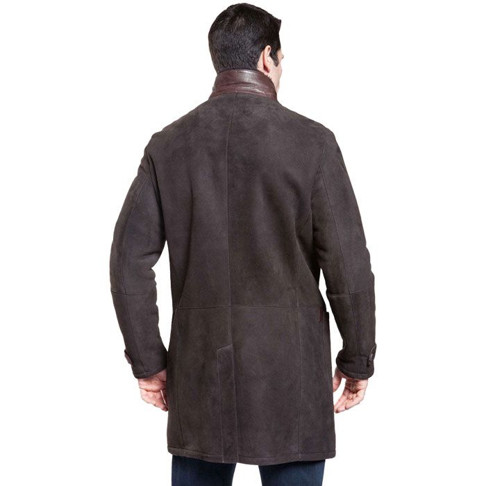 Dark Brown Men Shearling Jacket