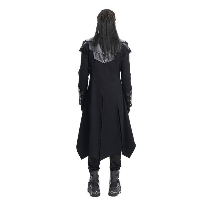 Devil Fashion Men Gothic Eyelets Buckle Up Long Ring Coat