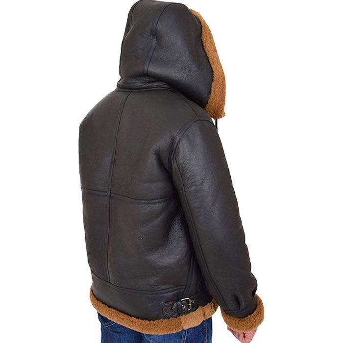 Edwardo Ginger Brown B3 Bomber Jacket With Hood