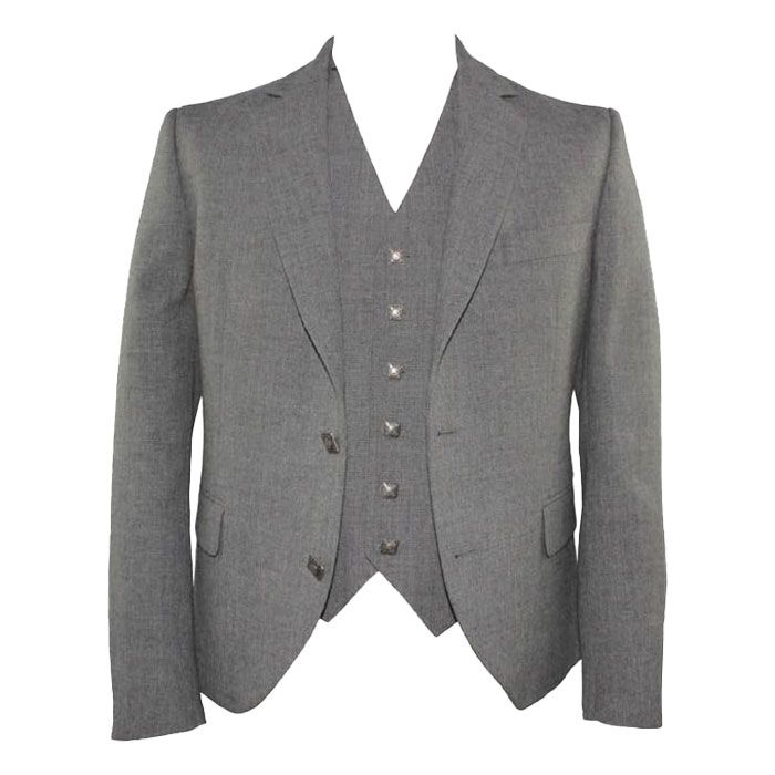 Gray Argyll Jacket With Waistcoat