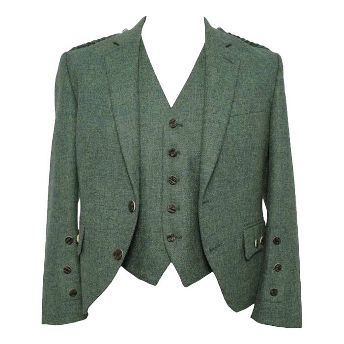 Lovat Green Argyle Tweed Kilt Jacket And Vest