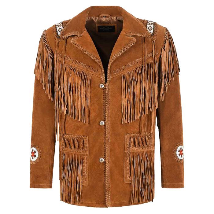 Men Classic Western Cowboy Suede Leather Jacket