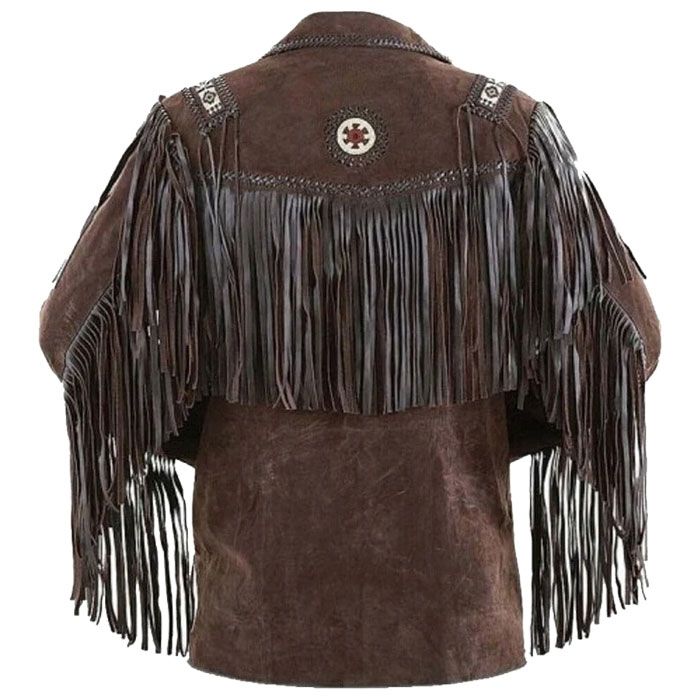 Men Dark Brown Western Cowboy Leather Jacket