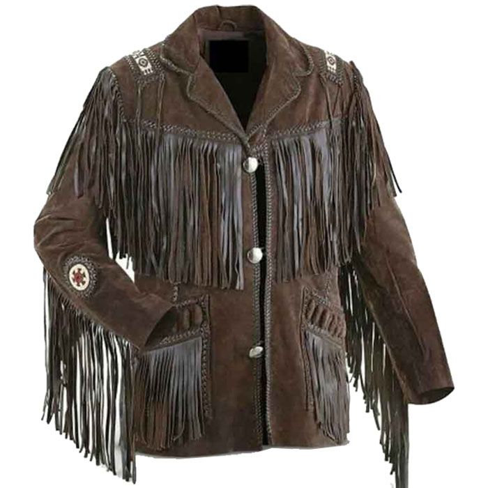 Men Dark Brown Western Cowboy Leather Jacket