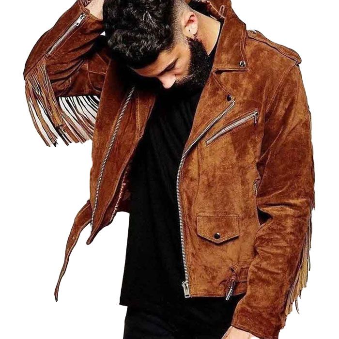 Men Suede Moto Cowboy Jacket