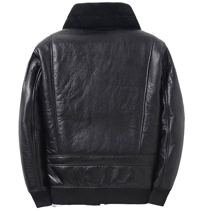 Men Black B6 Pilot Aviator Shearling Sheepskin Jacket