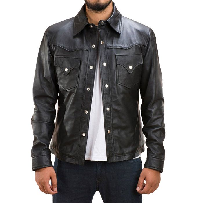 Genuine Lambskin Leather Cafe Racer Button Style Jacket