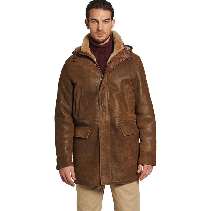 New Hooded Leather Shearling Jacket