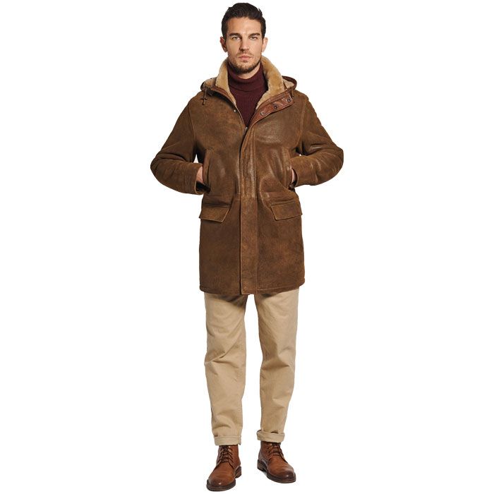 New Hooded Leather Shearling Jacket