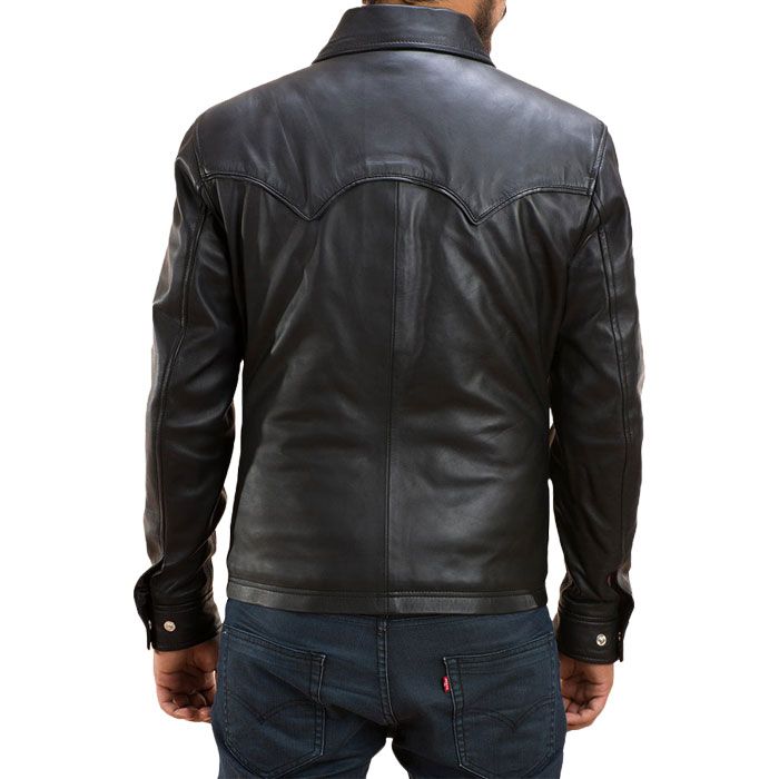 Genuine Lambskin Leather Cafe Racer Button Style Jacket