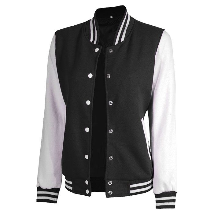 Women Black and White Varsity Jacket