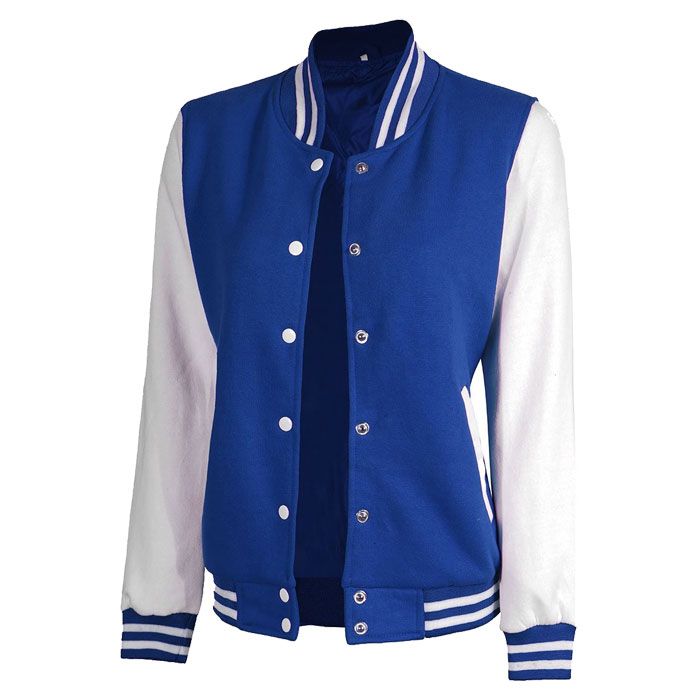 Women Royal Blue and White Varsity Jacket