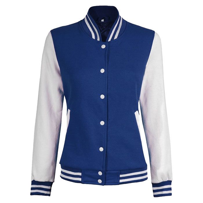 Women Royal Blue and White Varsity Jacket